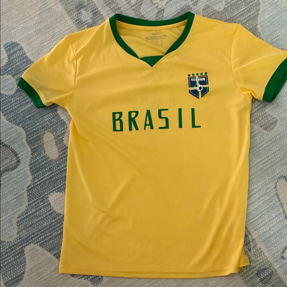 Pele Brazil Kids Soccer Jersey - Yellow & Green